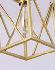 Gold Pendant Light with Metal Cage - From Where -