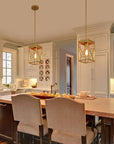 Gold Pendant Light with Metal Cage - From Where -
