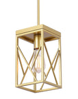 Gold Pendant Light with Metal Cage - From Where -