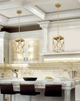 Gold Pendant Light with Metal Cage - From Where -