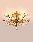 Gold Semi Flush Light with Crystal Decoration - From Where -