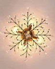 Gold Semi Flush Light with Crystal Decoration - From Where -