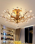 Gold Semi Flush Light with Crystal Decoration - From Where -