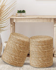 Handwoven Seagrass Braided Pouf Ottoman - From Where -