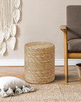 Handwoven Seagrass Braided Pouf Ottoman - From Where -