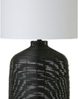 Henn&Hart 27" Tall Oversized/Rattan Table Lamp with Fabric Shade in Black Rattan/White, Lamp, Desk Lamp for Home or Office - From Where -