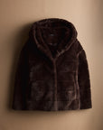 Hooded Faux Fur Jacket - From Where Finds -