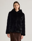 Hooded Faux Fur Jacket - From Where Finds -