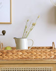 Household Essentials Water Hyacinth Woven Tray with Cutout Handles, Natural - From Where -