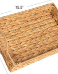 Household Essentials Water Hyacinth Woven Tray with Cutout Handles, Natural - From Where -