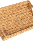 Household Essentials Water Hyacinth Woven Tray with Cutout Handles, Natural - From Where -
