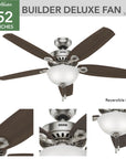 Hunter Builder Deluxe 52" Ceiling Fan - From Where -