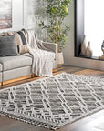 Shaggy Lattice Tassel Rug