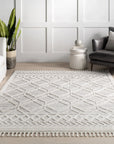 Shaggy Lattice Tassel Rug