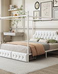 Queen Size White Canopy Platform Bed