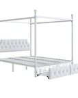 Queen Size White Canopy Platform Bed
