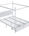 Queen Size White Canopy Platform Bed