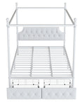 Queen Size White Canopy Platform Bed