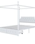 Queen Size White Canopy Platform Bed