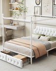 Queen Size White Canopy Platform Bed