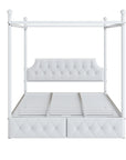 Queen Size White Canopy Platform Bed