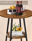 Bar Height Table with Rattan Shelf