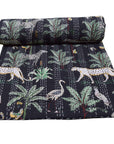 Indian Floral Print Kantha Bedspread - From Where -