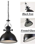 Industrial Frosted Glass Pendant Light - From Where -