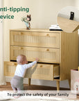 Infurnic 3 Drawer Rattan Dresser - From Where -