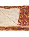 Kantha Cotton Floral Throw Blanket - From Where -