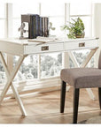 Kenton Wood Writing Desk with Drawers White - From Where -