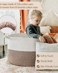 Large Cotton Rope Basket 21.7" x 21.7" x 13.8" - From Where -