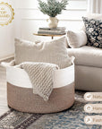 Large Cotton Rope Basket 21.7" x 21.7" x 13.8" - From Where -
