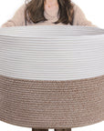 Large Cotton Rope Basket 21.7" x 21.7" x 13.8" - From Where -