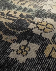 Lavish Hand - Knotted Black Floral Wool Area Rug - From Where -