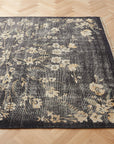 Lavish Hand - Knotted Black Floral Wool Area Rug - From Where -