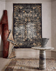 Lavish Hand - Knotted Black Floral Wool Area Rug - From Where -
