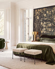 Lavish Hand - Knotted Black Floral Wool Area Rug - From Where -