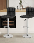 Leather Bar Stools with Footrest (Set of 2) - From Where -