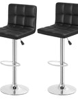 Leather Bar Stools with Footrest (Set of 2) - From Where -