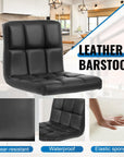 Leather Bar Stools with Footrest (Set of 2) - From Where -