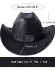 Leather Western Cowboy Hat with Lanyard - From Where -