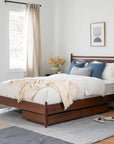 Lenia Wooden Panel Bed in Walnut - From Where Finds -