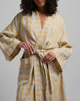 Linen Stripe Robe - From Where -