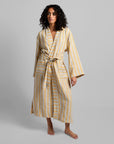 Linen Stripe Robe - From Where -