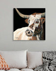 Longhorn Love Print on Canvas - From Where -