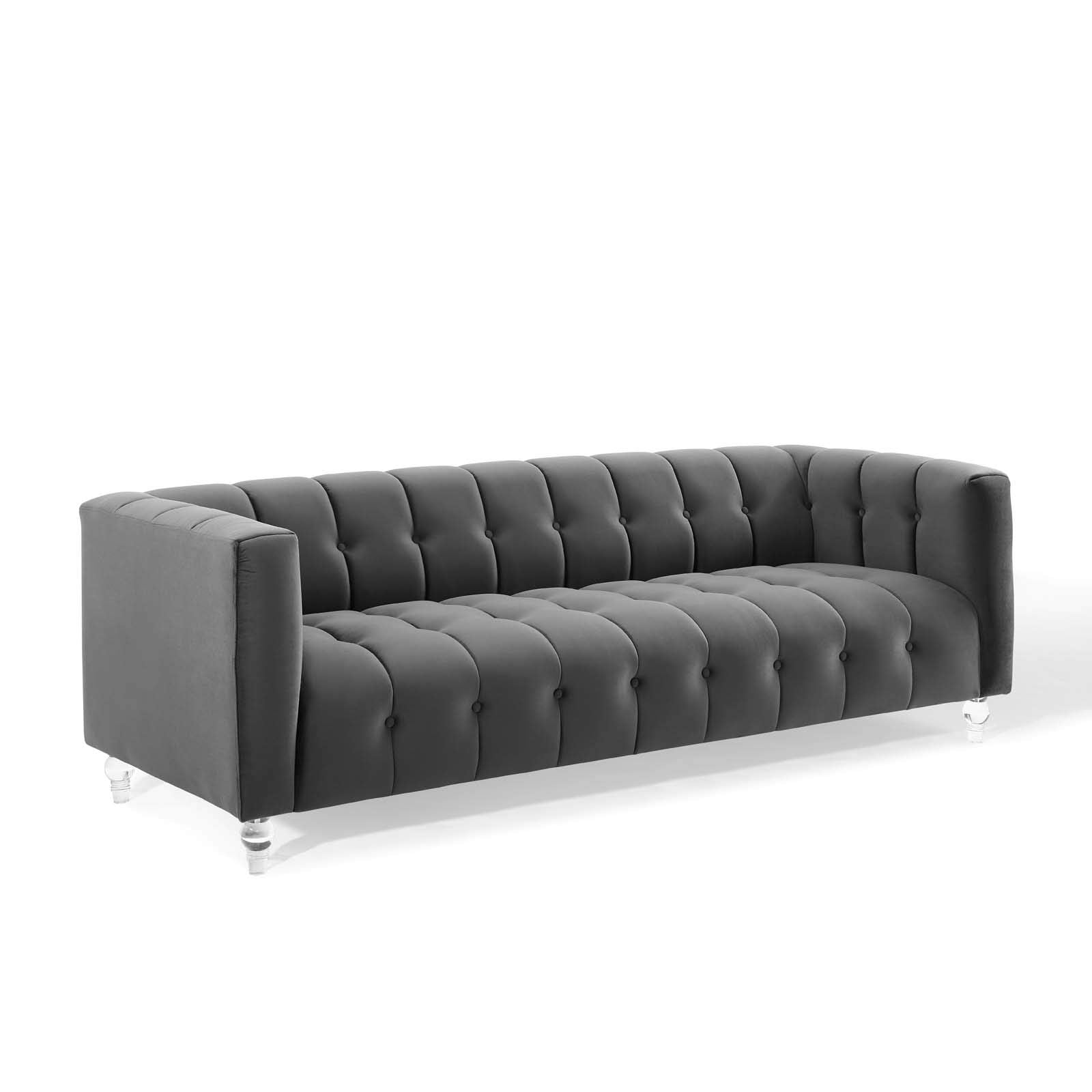 Mesmer Velvet Tufted Sofa - From Where -