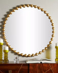 Metal Beaded Round Wall Mirror - From Where -
