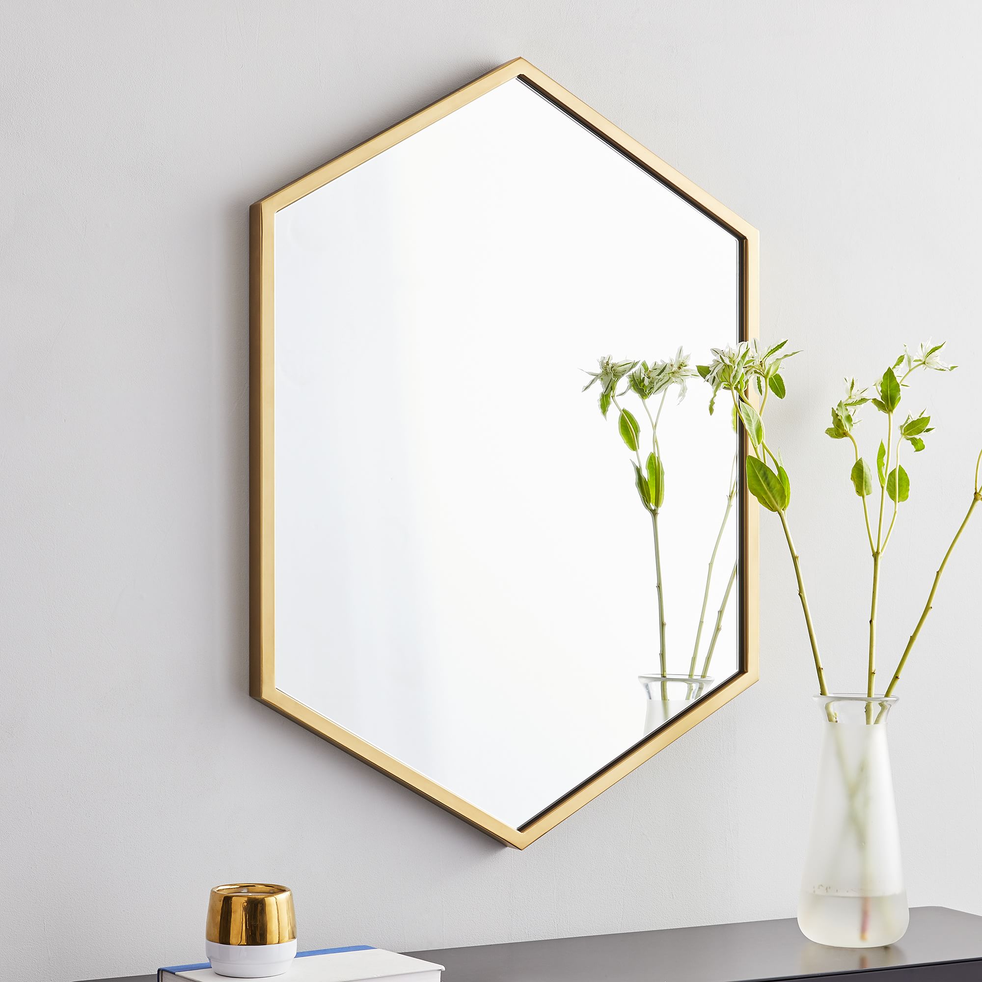 Metal Frame Hexagon Wall Mirror - From Where -