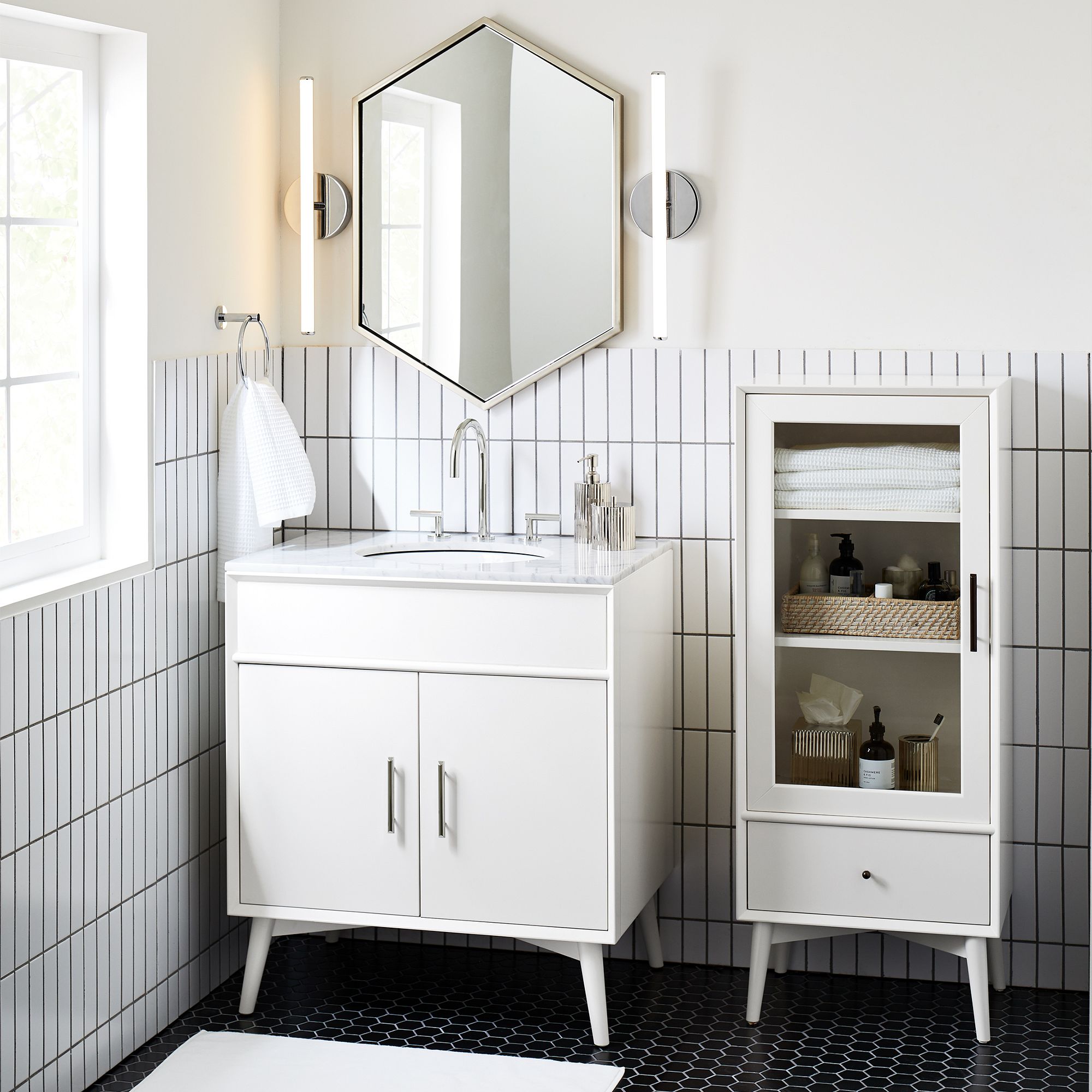 Metal Frame Hexagon Wall Mirror - From Where -